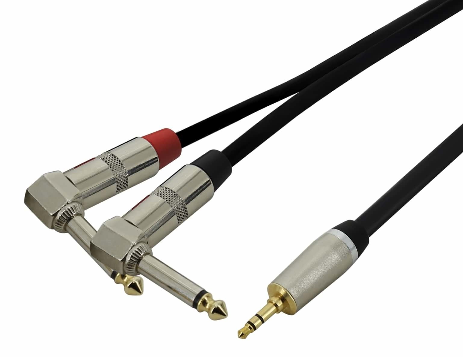 Mini-Jack to Dual Right-Angle 1/4 - DJ Smartphone Cable - 2m