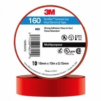 3M TAPE, VINYL ELECTRICAL 160 TEMFLEX, RED, 18MM X 20M