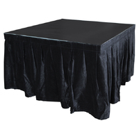 CURTAIN CALL 4.0mW x 0.6mD Velvet Skirt with 50mm Velcro Strip along Top and Side Patches – Black