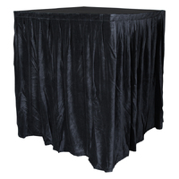 CURTAIN CALL 4.0mW x 1.2mD Velvet Skirt with 50mm Velcro Strip along Top and Side Patches – Black