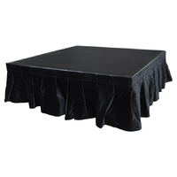 CURTAIN CALL 4.0mW x 0.3mD Velvet Skirt with 50mm Velcro Strip along Top and Side Patches – Black