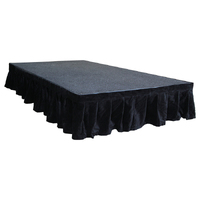 CURTAIN CALL 6.0mW x 0.3mD Velvet Skirt with 50mm Velcro Strip along Top and Side Patches – Black