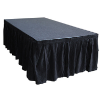 CURTAIN CALL 6.0mW x 0.6mD Velvet Skirt with 50mm Velcro Strip along Top and Side Patches – Black