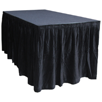 CURTAIN CALL 6.0mW x 0.9mD Velvet Skirt with 50mm Velcro Strip along Top and Side Patches – Black