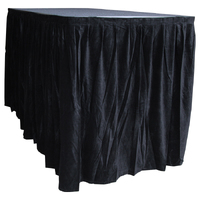 CURTAIN CALL 6.0mW x 1.2mD Velvet Skirt with 50mm Velcro Strip along Top and Side Patches – Black