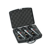 Wharfedale DM5S3 Super Cardioid Dynamic Microphone 3 pack in case, with clips