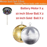 CR-Lite  Mirror Ball Deco Set 10 inch balls(2 Gold + 2 Silver) plus motors Hanging Decoration for Parties Events Weddings & Home Decor