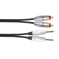 SoundKing R2MJ26 2 x TS-M 6.5mm Jack to 2 x RCA-M Signal Lead (6m)