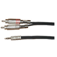 SoundKing SMJRCA23 TRS-M 3.5mm Jack to 2 x RCA-M Signal Lead (3m) (Ipod lead)