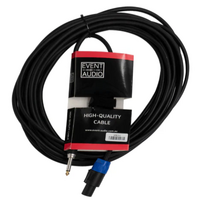 EVENT AUDIO  SPKJ10EL - 10m Speakon 4 Pin Male to Jack Male Speaker Lead - 1.5mm - Black Ring
