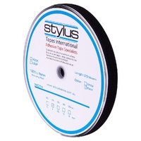Stylus Self Adhesive Hook and Loop Rolls - 50MM X 25M - LOOP - BLACK