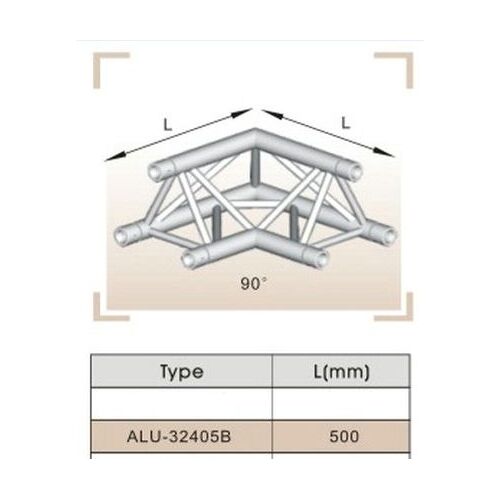 ALUTRUSS ALU32405B ALUMINIUM TWO-WAY TRI-TRUSS CORNER / 290MM
