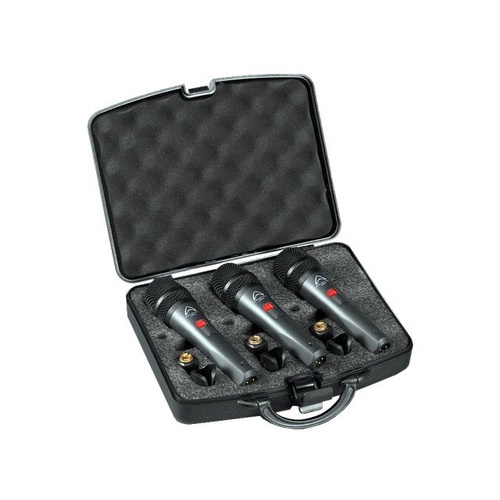Wharfedale DM5S3 Super Cardioid Dynamic Microphone 3 pack in case, with clips