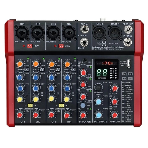 E-lektron A48 DSP FX Studio Audio Mixer 8-Channel with Bluetooth USB Play Audio interface