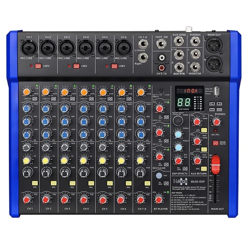E-lektron B628 DSP effects Studio Audio Mixer 12-Channel with Bluetooth USB Play Audio interface