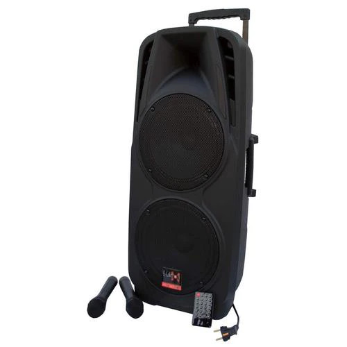 E-lektron EL-225 Dual 10" inch Portable Karaoke Mobile PA Speaker Sound System Battery Bluetooth with 2 UHF Microphone