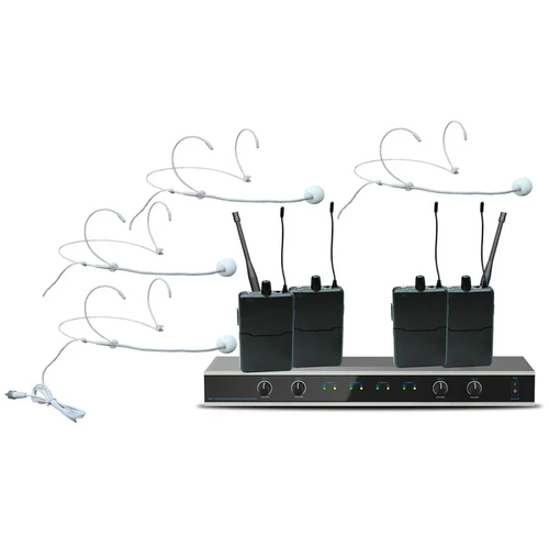 E-Lektron IU-4011H Digital UHF 4 x Headset Microphones System AUS Stand Frequency Set