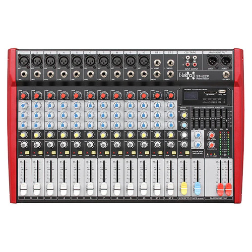 E-Lektron ST-122P 12-channel 800W powered audio mixer USB SD 7-band EQ mono MP3 digital effects DJ Console