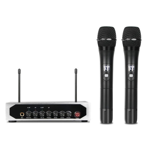 E-Lektron Portable UHF Tunable Wireless Karaoke Microphone System 2xHandheld For PA DJ Party