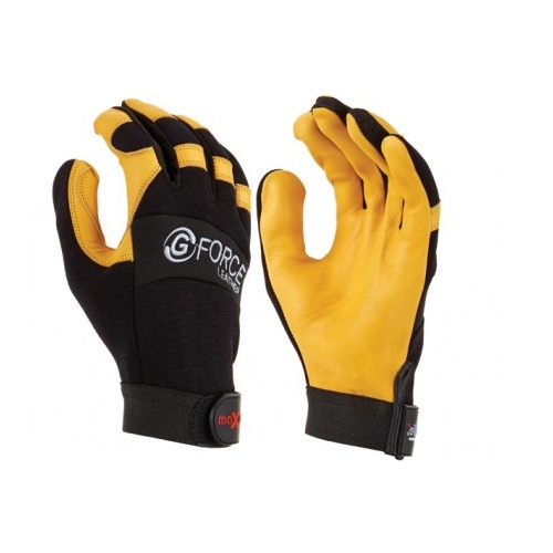 Maxisafe GML158-10 G-Force Leather Mechanics Glove With Leather Palm Size L - Pair