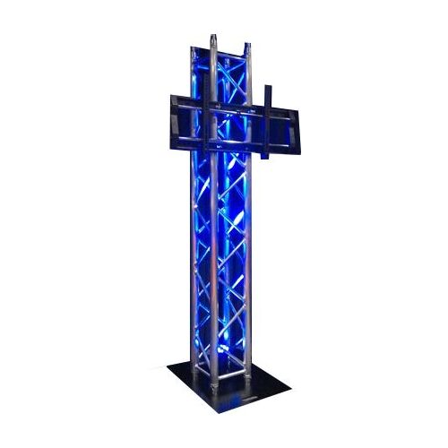 2M BOX TRUSS PLASMA SCREEN STAND PACKAGE WITH PLASMA BRACKET & BLACK 600MM BASE PLATE