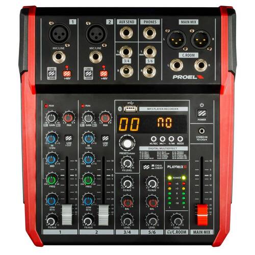 Proel PLAYMIX6 Compact 6-channel mixer with DSP and USB/BT interface