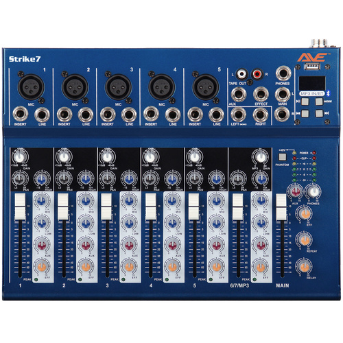 AVE Strike 7 Bluetooth PA Mixer with Delay – 7 Channel