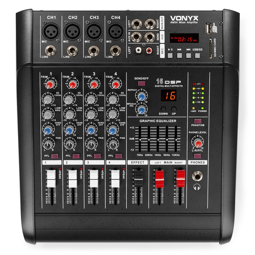 Vonyx AM5A 5-Channel Powered Mixer with BT